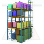 Push-back pallet rack with drive-in rack underneath