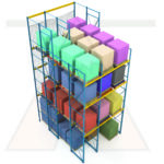 Push-back pallet rack with drive-in rack underneath