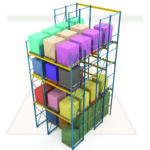 Push-back pallet rack with drive-in rack underneath