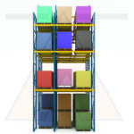 Push-back pallet rack with drive-in rack underneath