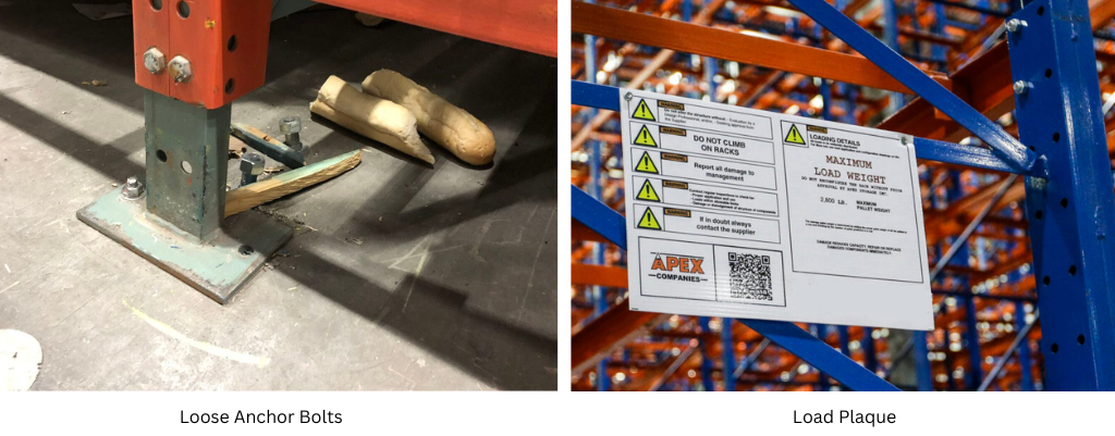 Loose anchor bolts and load plaque