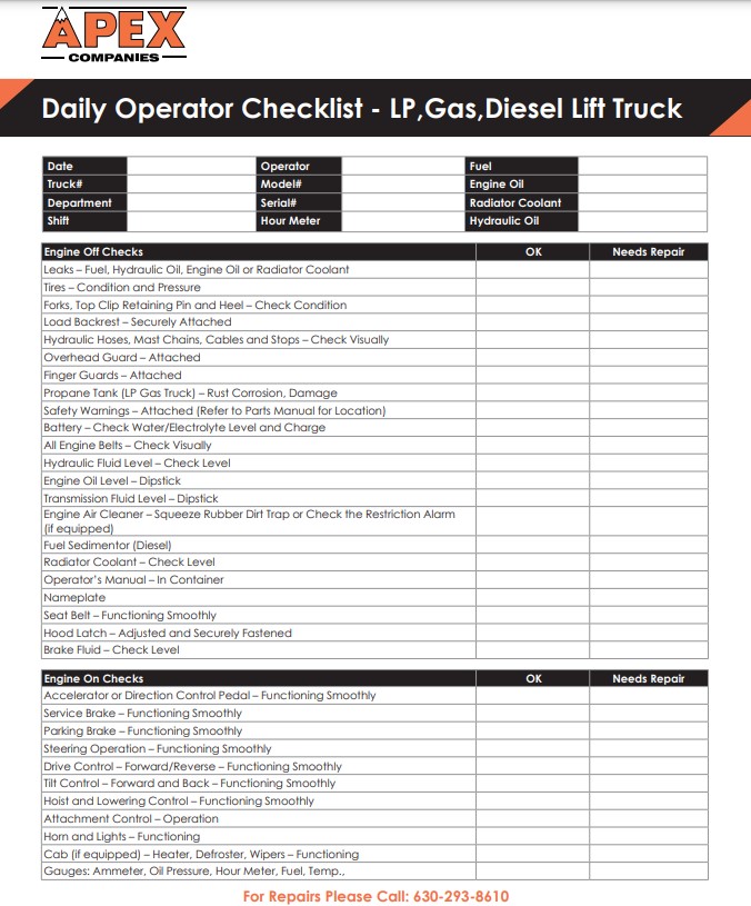 Combat Inventory Shrinkage; Daily Operator Checklist IP - Apex Warehouse Systems